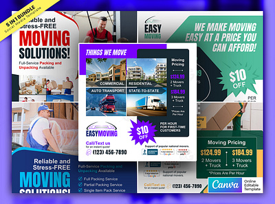 Moving Service Digital Marketing Banner Bundle Vol’2.1 Canva Tem moving company material design