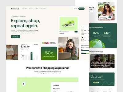 Commurz - E-commerce Landing Page clean design dipa inhouse ecommerce ecommerce website landing page landingpage minimal shop shopping transaction ui web web design website