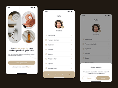 Daily UI #9/10 - Profile and confirmation popup app challenge concept confirmation daily ui mobile design popup skincare
