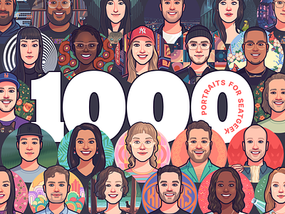1000 Portraits of SeatGeek Employees 1000 avatar face illustration milestone people portrait seatgeek