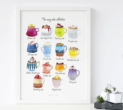 Watercolor Mug Cake painting poster design food food illustration handdrawn illustration