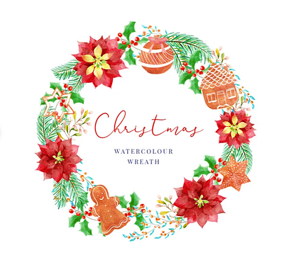 Christmas clipart Wreath christmas foral doodles graphic design handdrawn illustration