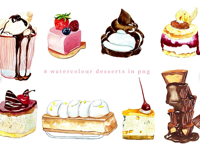 Watercolour Culinary Kitchen Food clipart cake food illustration