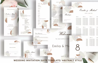 Abstract style Wedding Invitation Suite branding graphic design illustration logo vector