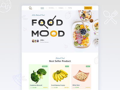 Minimal Food Website Design 3d animation best seller product branding food card food website graphic design header logo minimal design motion graphics positive review product card ui