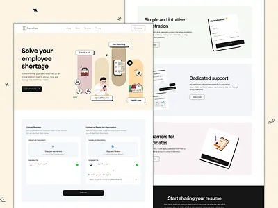 Online Resume Reader AI - Landing Page find job health care hiring job job finder job portal job search landing page minimal landing page online resume reader product design resume builder saas saas application ui ux web design