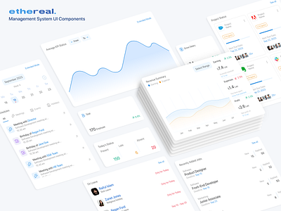 Ethereal - Management System UI Components app buttons cards components concept dashboard design design system fields input input box kit management system minimal tabs ui