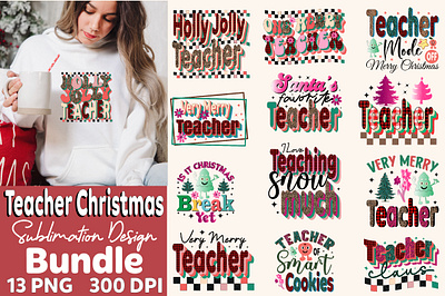 Teacher Christmas Sublimation Design Bundle sublimation designs