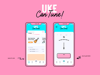 "Uke Can Tune" App Concept app design concept icons music ui
