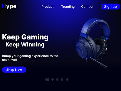 Hype - Heaphones Website Landing page art branding fanart gaming gaming headphone graphic design headphones hype main page ui uiux website