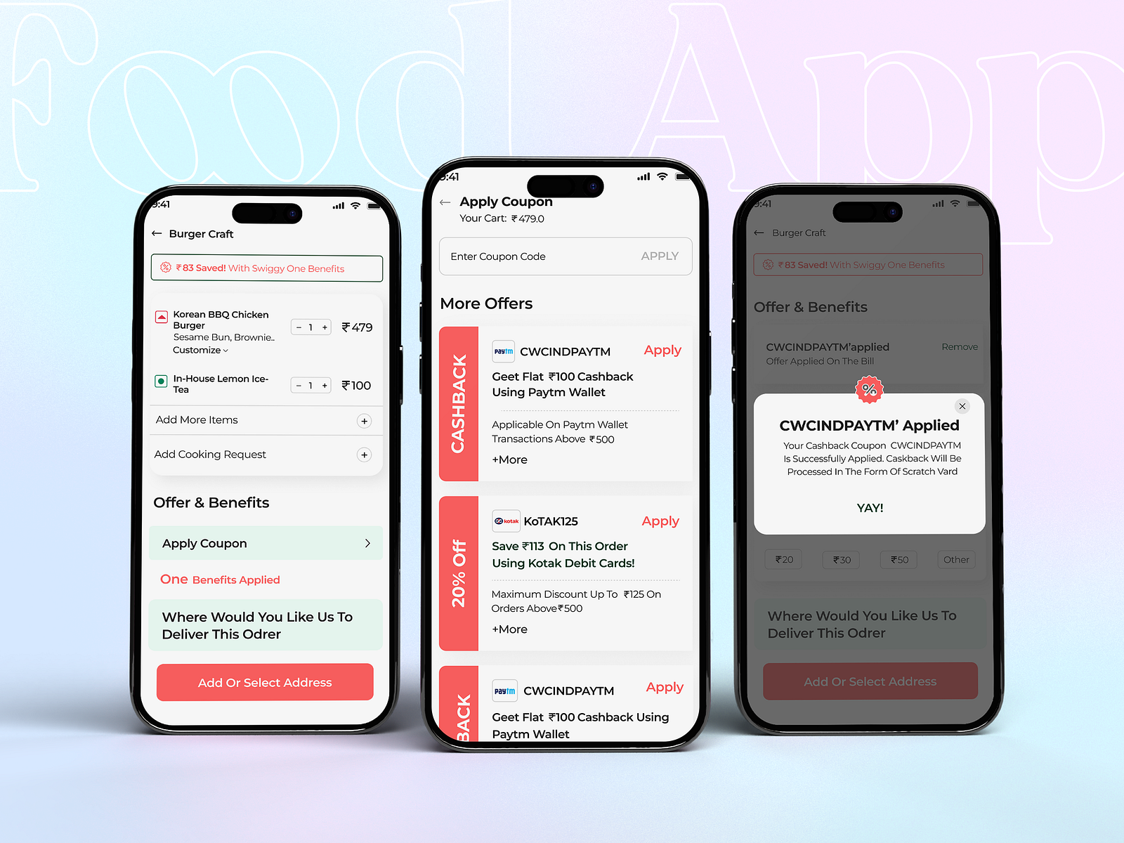 Applying coupon code from Ordering a food delivery by Ssanjeev T on