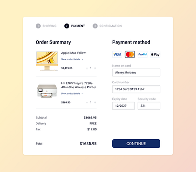 Daily UI 002 - Credit Card Checkout card checkout daily dailychallenge dailyui pay payment ui ux