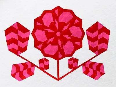 Powerplant design floral flower hand drawn illustration marker pink posca red