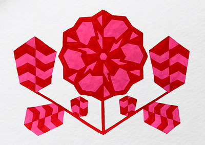 Powerplant design floral flower hand drawn illustration marker pink posca red