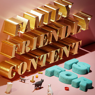 Family Friendly Content is for 🐈🐈🐈 3d branding graphic design poster typography