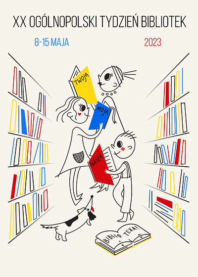 XX Poland Library Week design illustration minimalist poland poster retro vintage