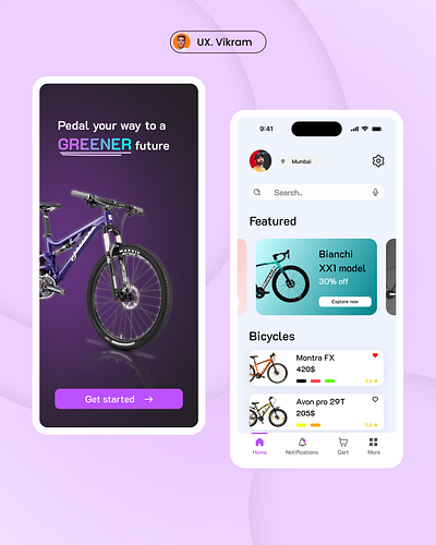 Bicycle app UI appdesign appui bicycleapp design ui uiapp uidesign ux uxapp uxdesign