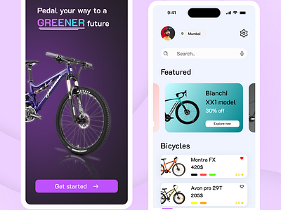 Bicycle app UI appdesign appui bicycleapp design ui uiapp uidesign ux uxapp uxdesign