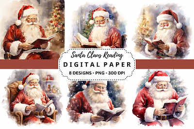 Santa Claus Reading Backgrounds tumbler wrap