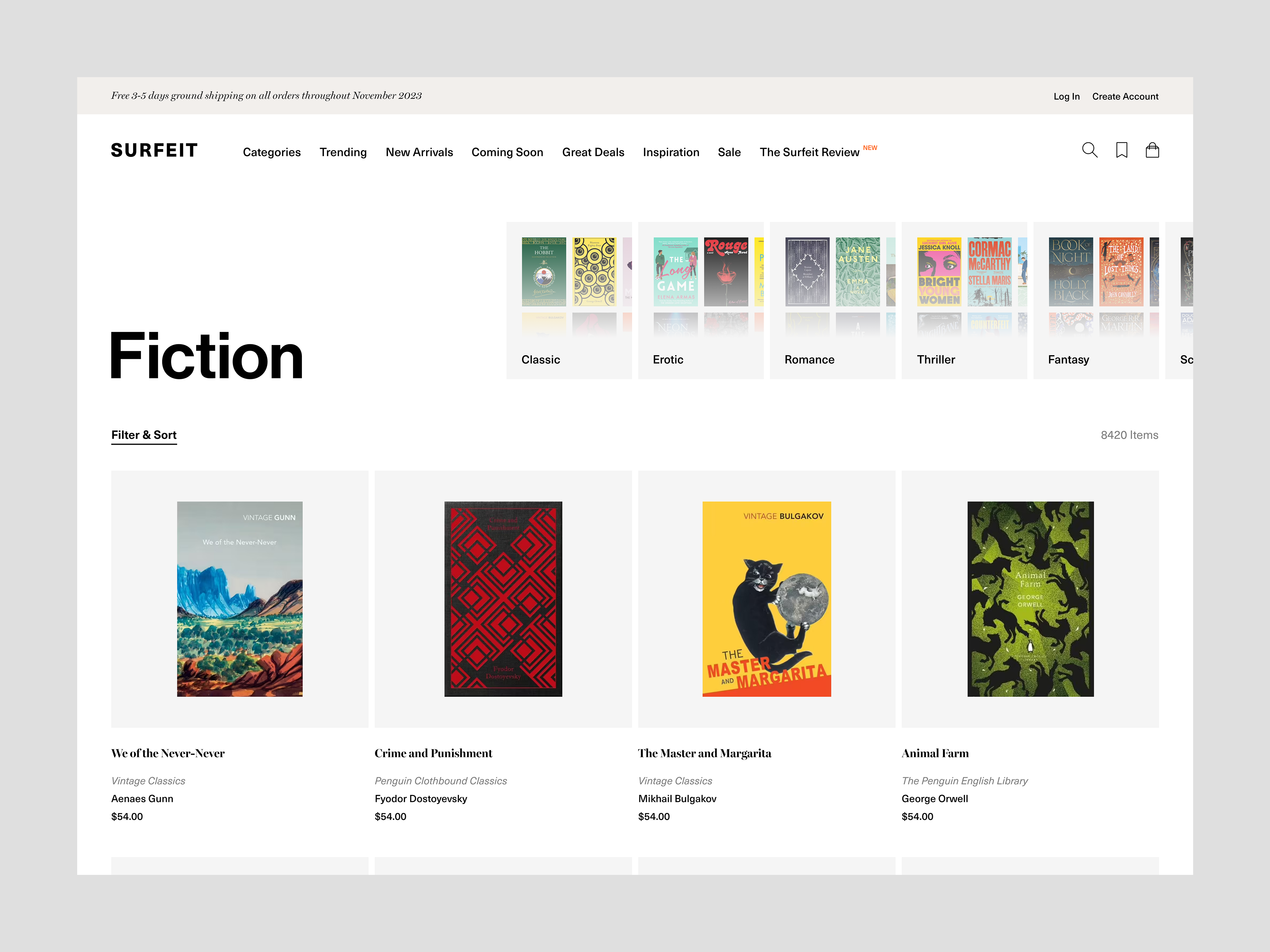 Example of Minimalist Shop Books Category Page eCommerce Exploration