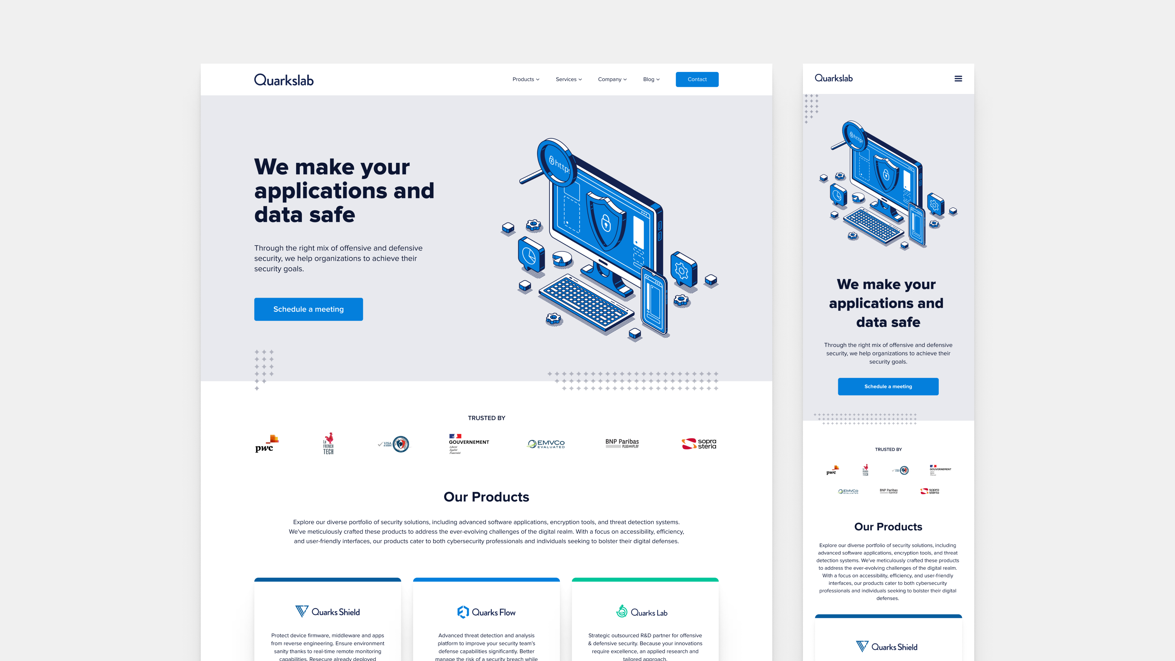 Cybersecurity Landing Page - Quarkslab company cybersecurity hero landing page mobile product responsive saas security ui ux web website