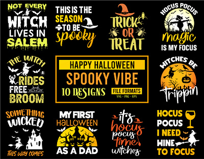 Happy Halloween spooky vibe scary svg sayings halloween graphics bundle scary