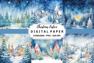 Watercolor Christmas Festive Background tumbler wrap