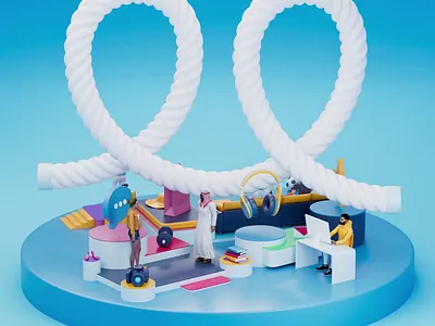 Hotline 3d after effects animation art banner branding c4d character cinema4d design graphic design hotline illustration loop looping motion design people sims