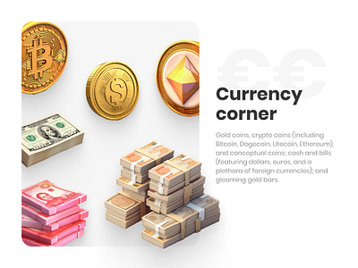 Currency corner · 3D icons 3d 3d icon 3d icon pack 3d icons bitcoins business 3d icons business icons crypto crypto 3d crypto 3d icons crypto icon cryptocurrency dollar ethereum euro gold coins