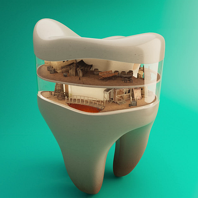 Toothache 360 3d abstract ae after effects animation c4d cinema4d city design illustration loop looping motion design nft street tooth toothache world