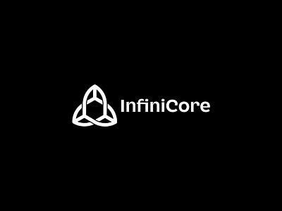 InfiniCore app icon app logo black and white brand identity branding core creative digital infinity infinity logo logo design logo maker marketing logo minimalist modern saas simple