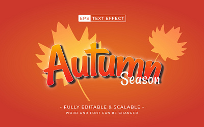 Autumn 3d editable text effect with leaves fall