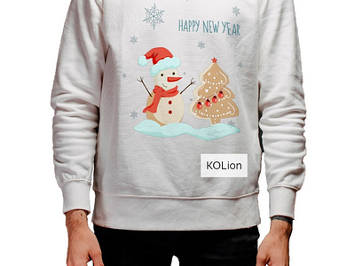 Men's sweatshirt with picture of snowman and Christmas tree christmas tree fairytale character fun happy new year illustration mens sweatshirt new year picture present print printshop snowman sweatshirt sweatshirt print winter