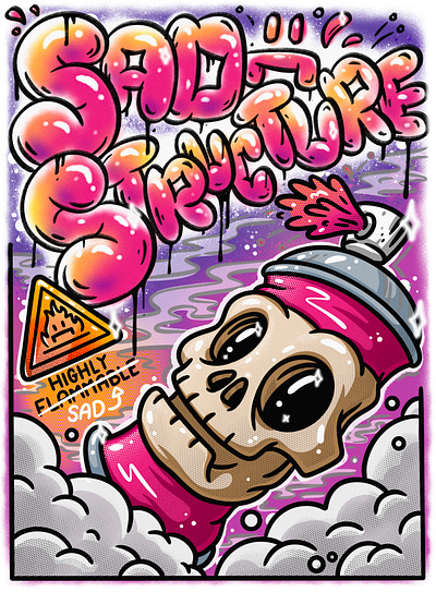 Skull Graffiti can art brand can character colourful design draw graffiti graphic graphic design halftone illustration paint pink skeleton skull texture tshirt tshirt design