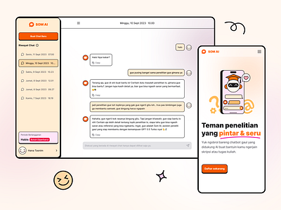 AI Chatbot for Student (SOM AI) ai application brutalism chat chatbot design fun illustration landing page mobile playful student ui ux web website