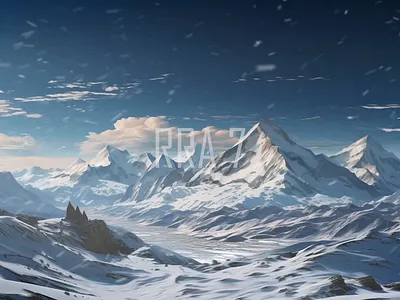 Winter snow covered mountain peaks, winter scenery rock
