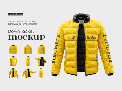 Down Jacket Mockup Set apparel casual climbing clothing design down down jacket feather featherweight hiking jacket lightweight mockup mockups mountains outdoor snow shedding sport sports tracksuit