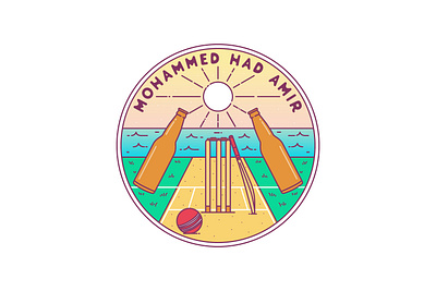 Mohammed Had Amir adventure badge beach brand brand design branding cricket design graphic design illustration landscape line line art logo logo design monoline pin sticker sun vector