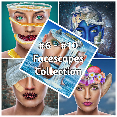 #6 - #10 Facescape Collection abstract composition abstract face edits abstract portrait editorial image eye catching photo art face manipulation facial edits graphic design impactful editorial image photo editing photo manipulation portrait artwork portrait composition portrait manipulation portrait retouch