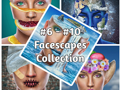 #6 - #10 Facescape Collection abstract composition abstract face edits abstract portrait editorial image eye catching photo art face manipulation facial edits graphic design impactful editorial image photo editing photo manipulation portrait artwork portrait composition portrait manipulation portrait retouch