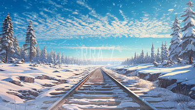 winter scenery. railway tracks on winter. seasons