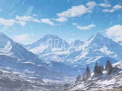 Winter snow covered mountain peaks, winter scenery rock