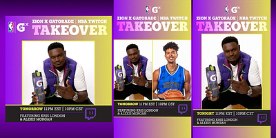Zion - NBA & Gatorade Takeover adobe photoshop creative design gatorade graphic design nba photoshop tunein twitch typography