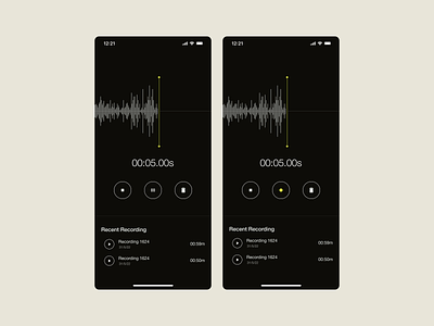 Sound Recorder App black dark ios minimal mobile ui sound sound recorder ui ux