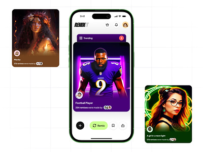 AI Avatar Generator App ai ai avatar card design feed home screen mobile app simplicity ui white