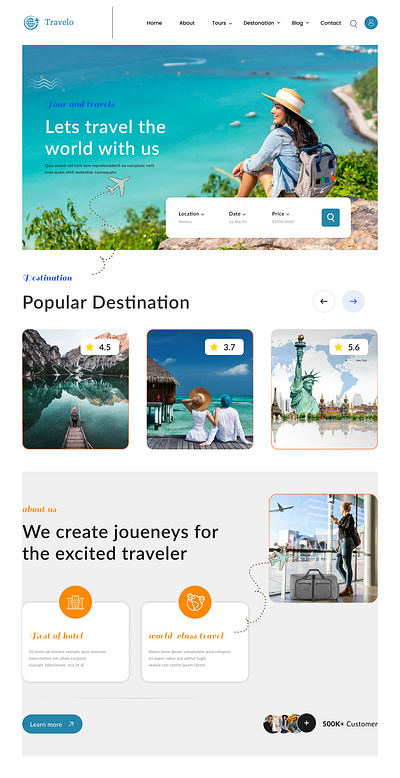 Travel website design ui ux design web design