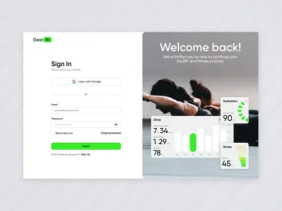 Health Tracker - Sign In clean design concept design health health platform health tracker log in new platform popular professional registration sign in tracker ui web