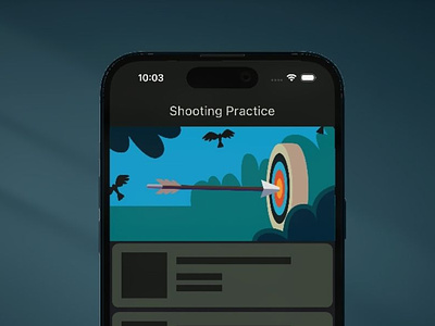 BullseyeArcher: Interactive Archery Shooting Practice – Flutter android animation archer archery bullseye design flutter fun illustration interactive ios motion graphics practice rive shooting ui