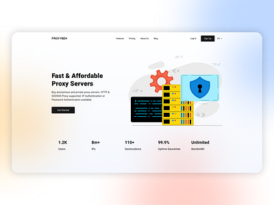 Landing Page: Hero Section concept design hero hero section landing light minimal privacy proxy ui uiux ux vpn web web design website