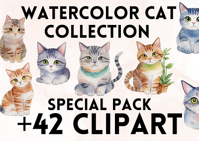 Watercolor Cat Clipart animal animals cat cats clip art clipart clipart png design graphic design illustration kitty pet pets png